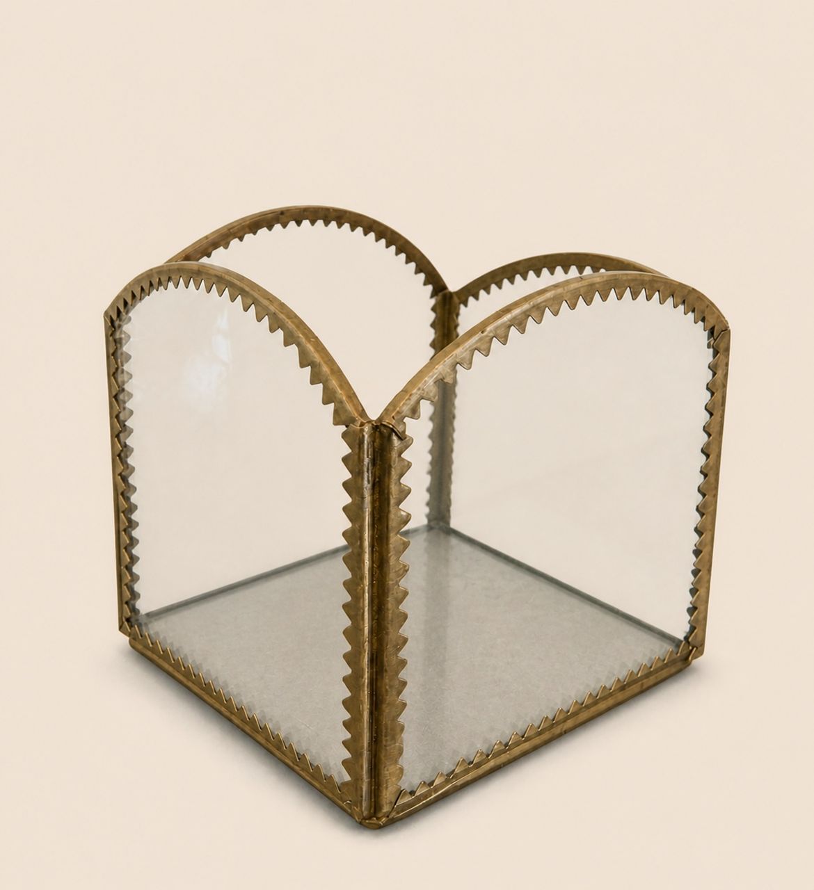 Glass and Brass-Tone Pen Holder by Maker unrecorded