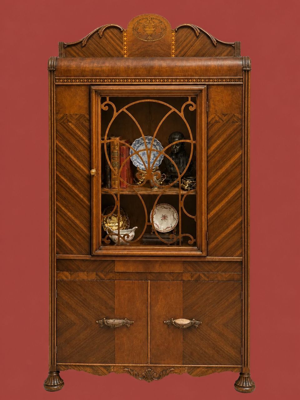 Dark Wood Display Hutch by Maker unrecorded