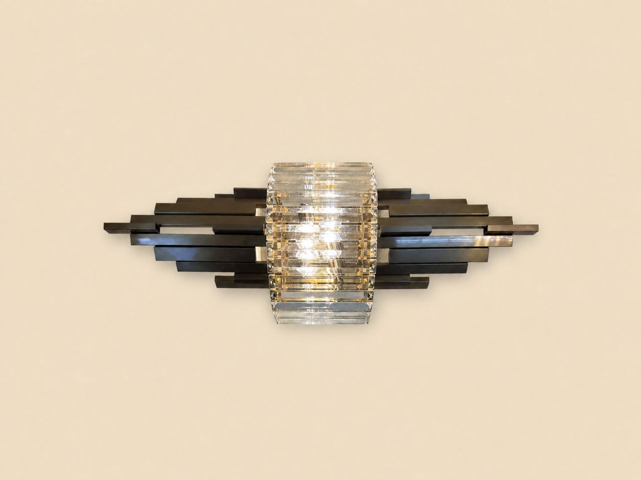 Art Deco-Style Glass and Metal Wall Sconce by Maker unrecorded