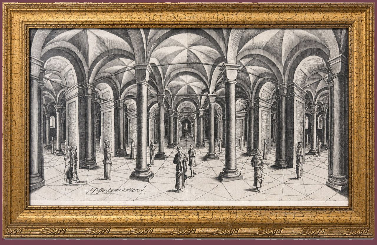 Architectural Capriccio with Roman Ruins and Figures, a matched pair of panels by Attributed in the school catalogue to Giovanni Paolo Panini