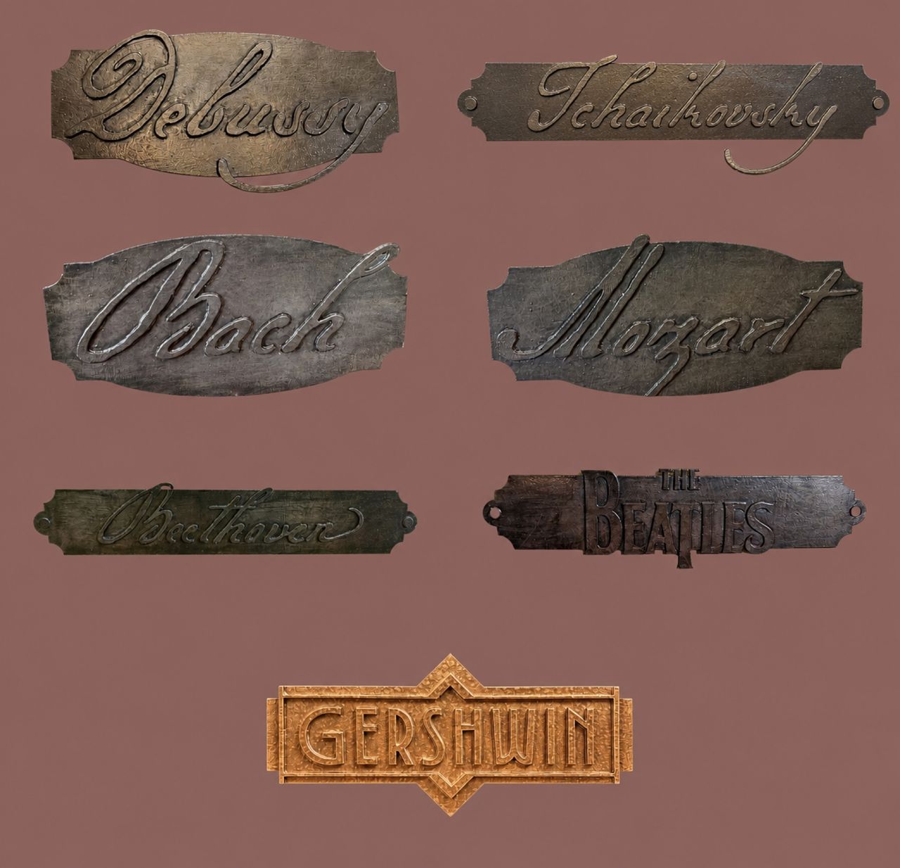 Composer Door Nameplates by Jeff Bowman, Oklahoma City