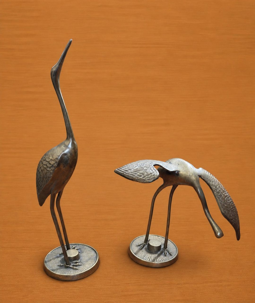 Brass Crane Sculptures (Pair) by Maker unrecorded