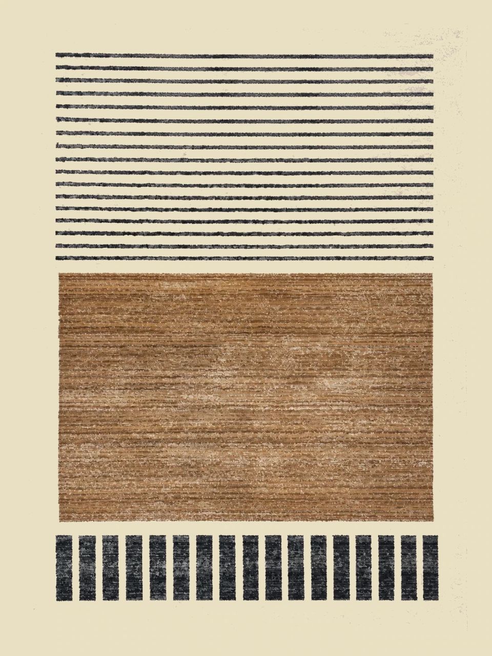 Modern Striped and Textured Room Rug by Maker unrecorded