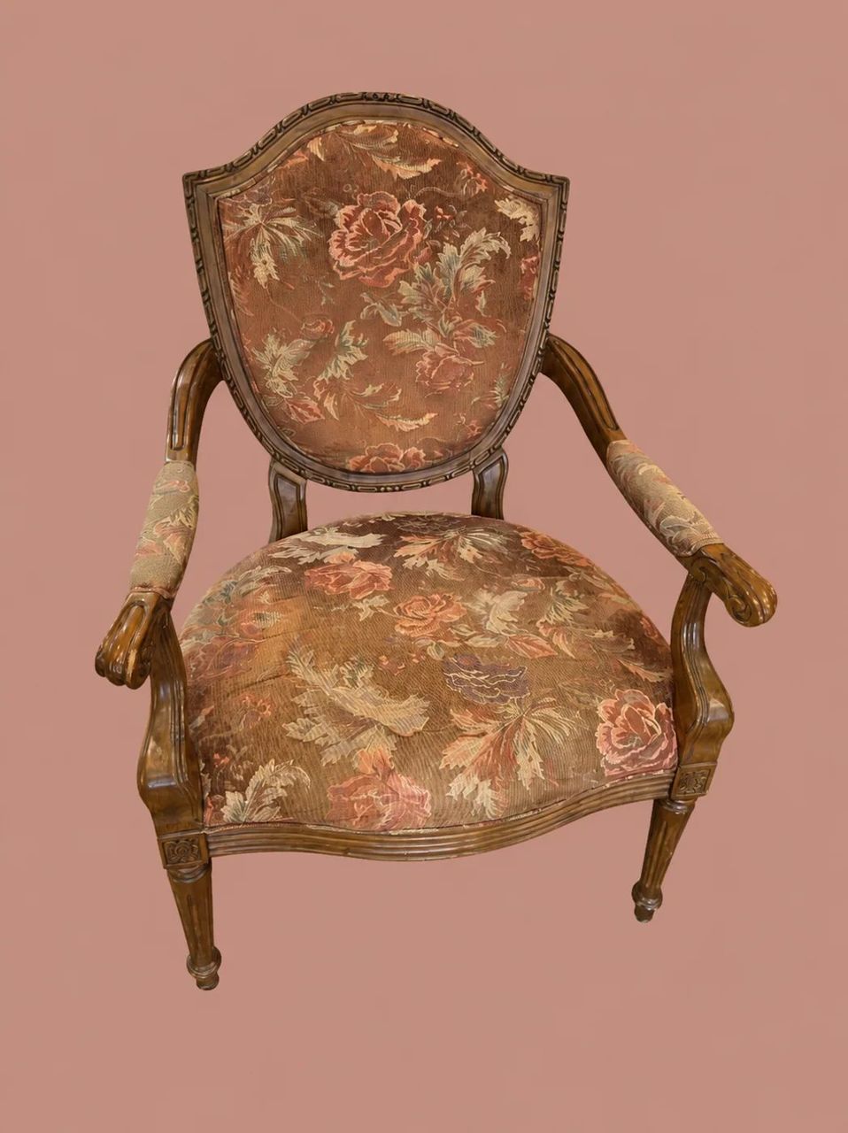 Floral Tapestry Armchair by Maker unrecorded