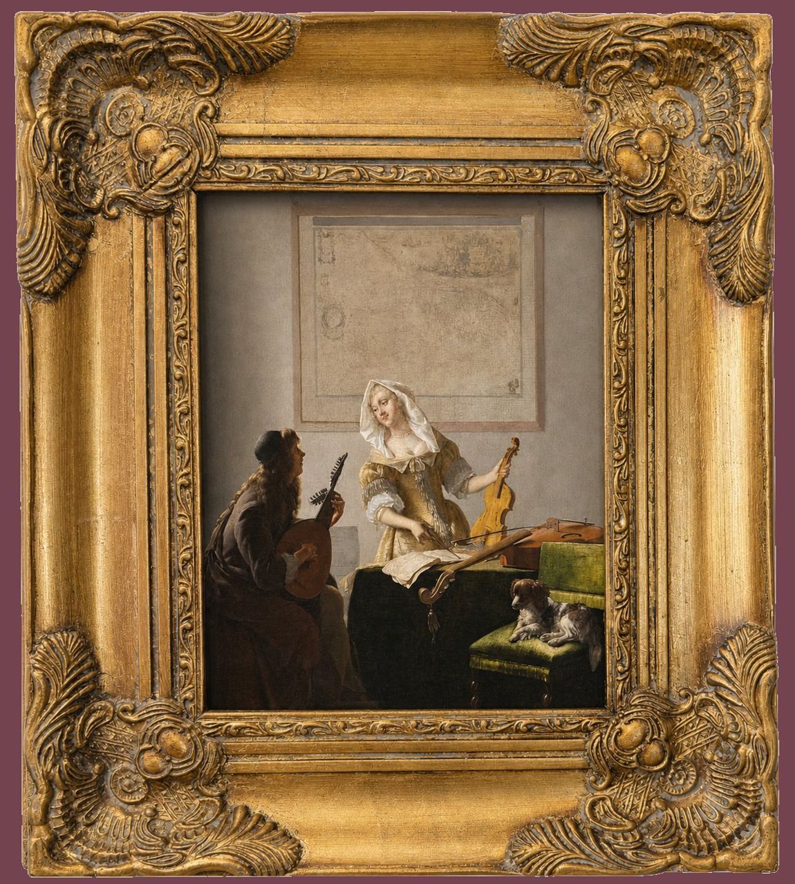 The Music Lesson (framed reproduction) by Artist unknown