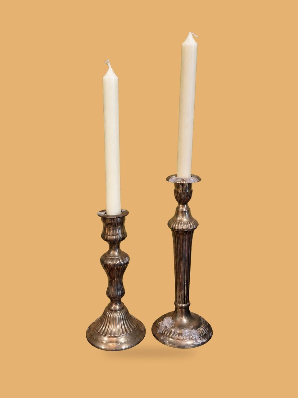 Two Brass Candlesticks by Maker unrecorded