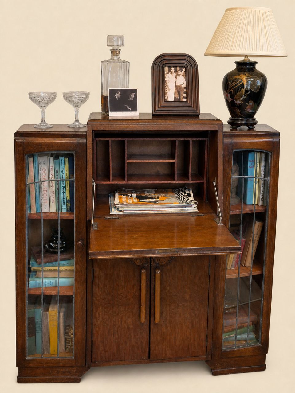Open Secretary Desk and Bookcase by Maker unrecorded