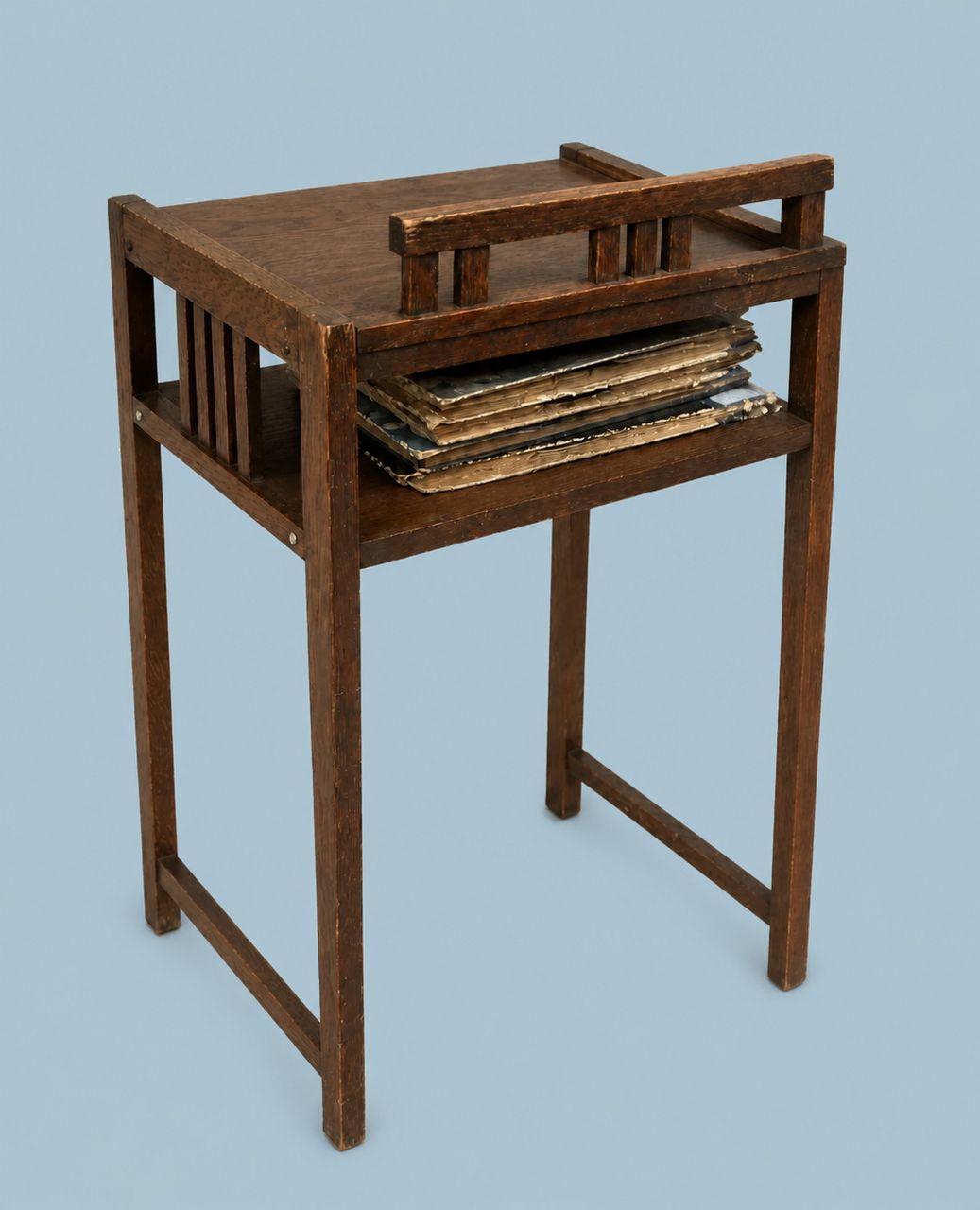 Arts-and-Crafts Oak Phonograph Table by Maker unrecorded