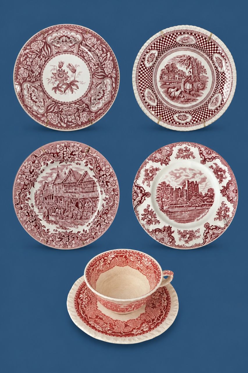 Red Transferware Tableware Collection by Makers unrecorded