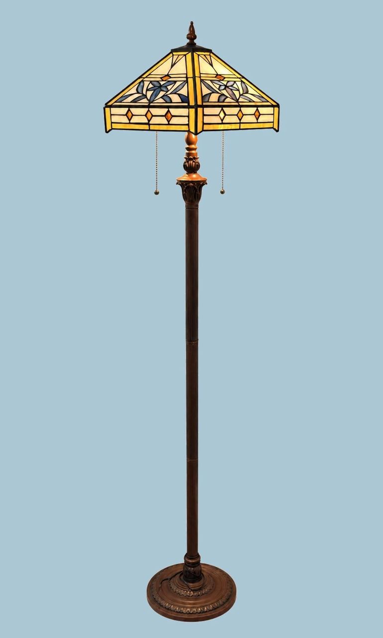 Stained-Glass Floor Lamp by Maker unrecorded