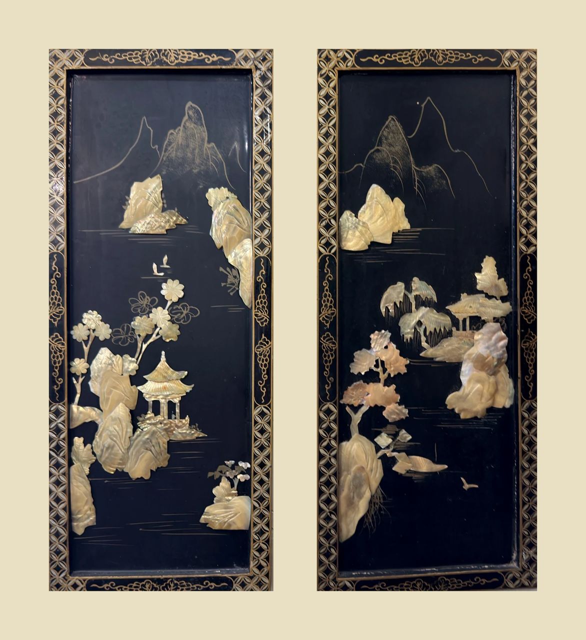 Decorative Landscape Panels (Pair) by Maker unrecorded