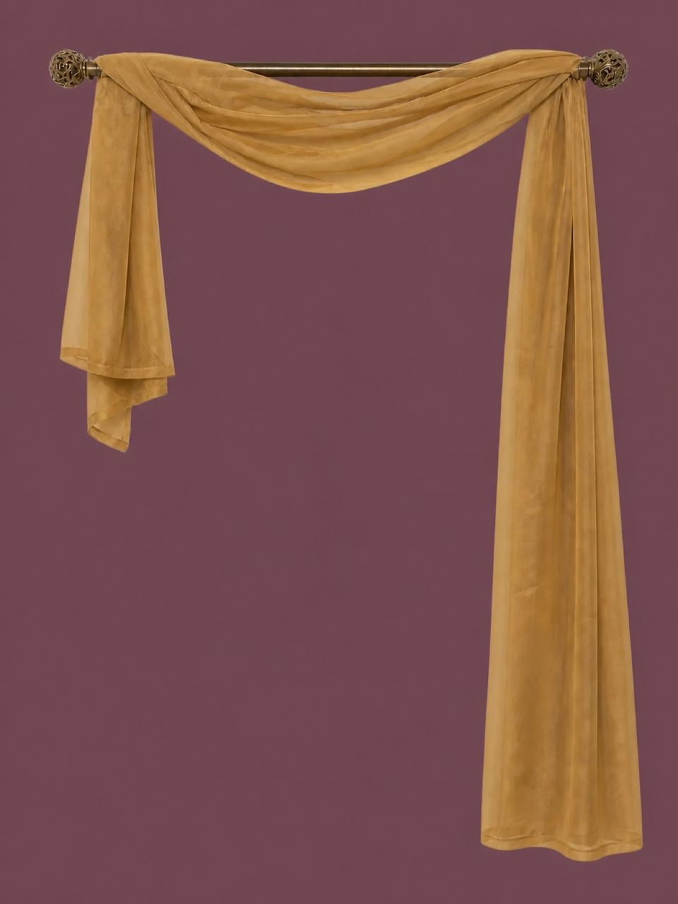 Asymmetric Antique-Gold Window Drape by Maker unrecorded