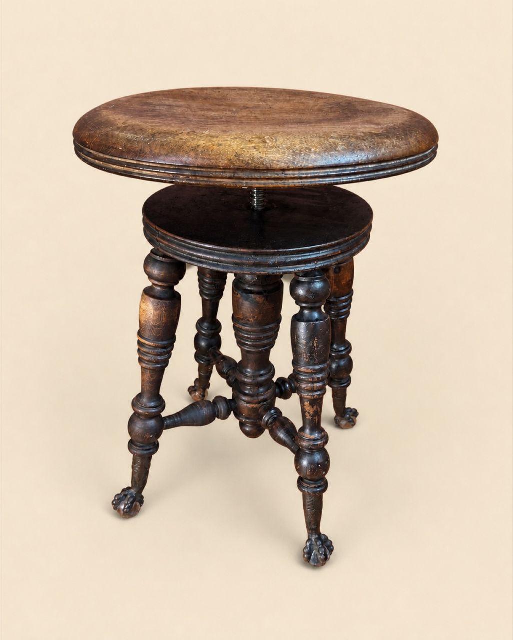 Adjustable Piano Stool by Maker unrecorded