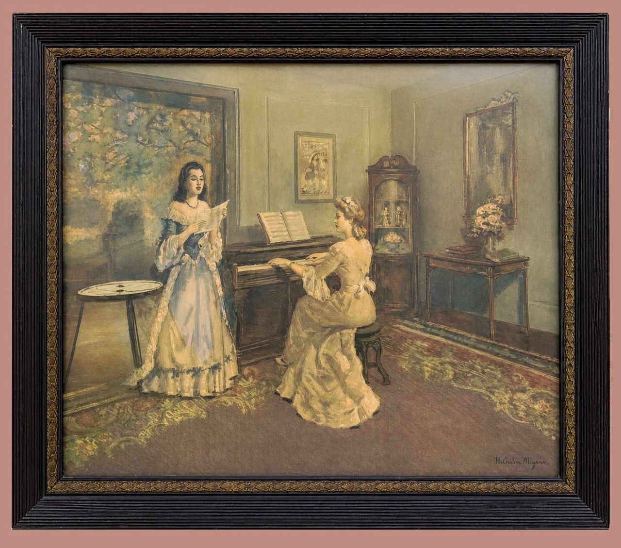 The Music Lesson / Two Women at a Piano by Attributed in the school catalogue to Frederic Kimball Mizen