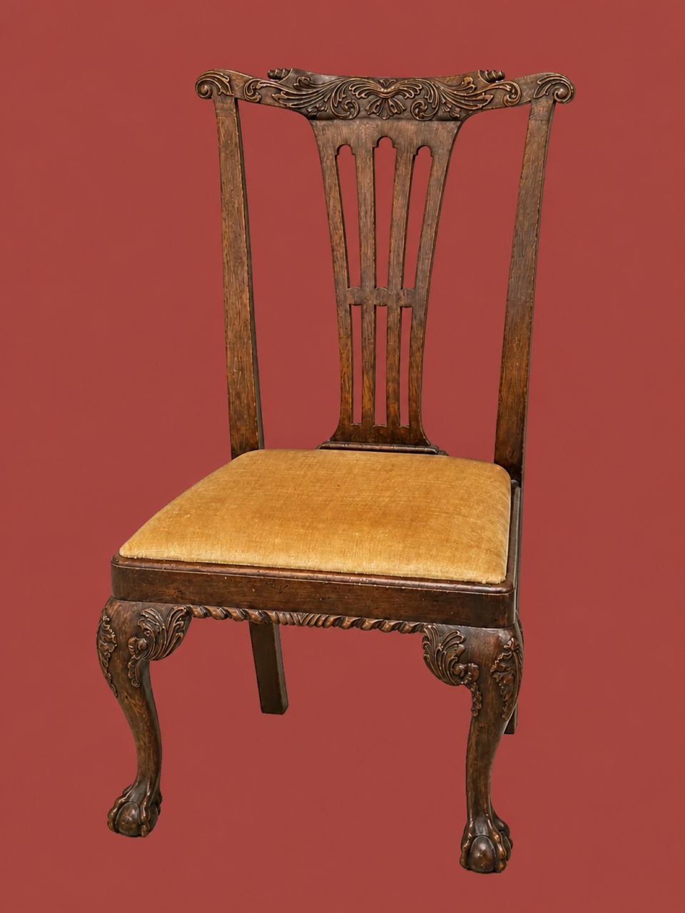 Golden-Seat Carved Chair by Maker unrecorded