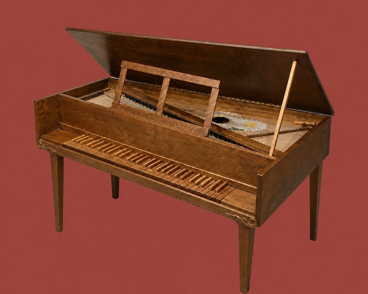 Compact Wooden Harpsichord by Maker unrecorded